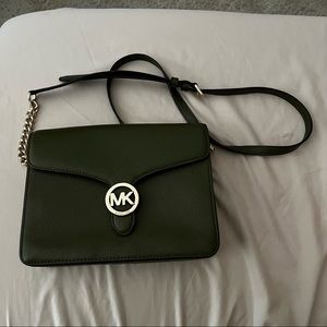 Michael Kors Vanna Medium Shoulder Flap Crossbody Purse Green